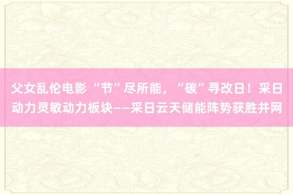 父女乱伦电影 “节”尽所能，“碳”寻改日！采日动力灵敏动力板块——采日云天储能阵势获胜并网
