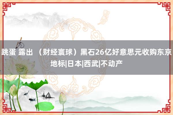 跳蛋 露出 （财经寰球）黑石26亿好意思元收购东京地标|日本|西武|不动产