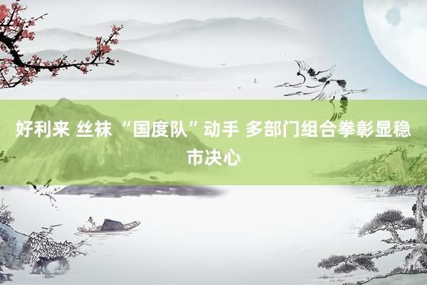 好利来 丝袜 “国度队”动手 多部门组合拳彰显稳市决心