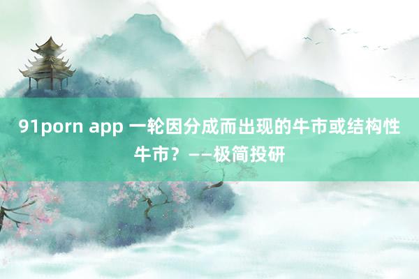 91porn app 一轮因分成而出现的牛市或结构性牛市？——极简投研