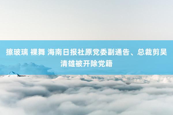 擦玻璃 裸舞 海南日报社原党委副通告、总裁剪吴清雄被开除党籍